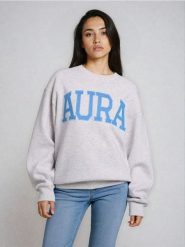 Bluza crewneck z nadrukiem - Inny. Bluzy damskie Sinsay, l, bez wzorów, bez ramiączek, bez kaptura. Za 39.99 zł.