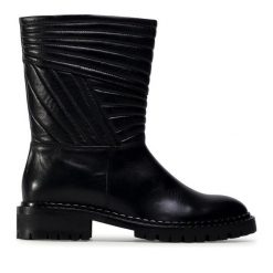 Botki Eva Minge. Czarne botki damskie Eva Minge, bez wzorów, bez obcasa, na płaskiej podeszwie, bez zapięcia. Za 379.99 zł.