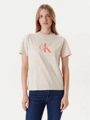 Calvin Klein Jeans T-Shirt Hero Classic LV047B865G Beżowy Regular Fit. Brązowe t-shirty damskie Calvin Klein Jeans, xl, bez wzorów, z bawełny, bez kołnierzyka, bez ramiączek. Za 159.99 zł.