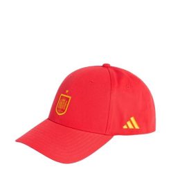 CZAPKA Z DASZKIEM HISZPANIA RFEF FOOTBALL. Czerwone czapki damskie Adidas, z aplikacjami, z bawełny, eleganckie. Za 129.00 zł.