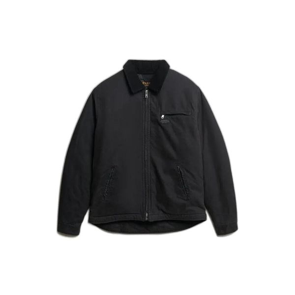 Kurtka ranchowa Superdry Canvas. Czarne kurtki męskie Superdry, l, z aplikacjami, z bawełny, klasyczne, bez kaptura. Za 501.10 zł.