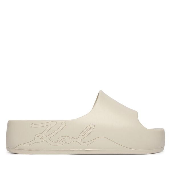 Klapki KARL LAGERFELD. Białe klapki damskie KARL LAGERFELD, bez wzorów, bez obcasa, bez zapięcia. Za 273.99 zł.