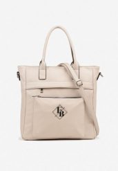 Ciemnobeżowa Torebka Typu Shopper z Paskiem Crossbody Zdobiona Aplikacją Idaniela. Brązowe shopperki damskie Renee, z aplikacjami, z jeansu, na ramię, zdobione, bez dodatków. Za 109.99 zł.