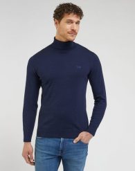 LEE HIGH NECK KNIT MĘSKI SWETER ELEGANCKI CIEPŁY SKY BLUE 112342994 L83C016371. Niebieskie swetry męskie Lee, l, bez wzorów, eleganckie, bez kołnierzyka, bez ramiączek. Za 169.99 zł.