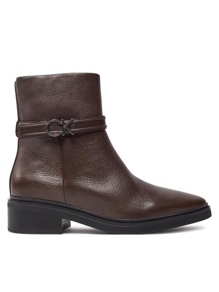 Calvin Klein Botki HW0HW02183 Brązowy. Brązowe botki damskie Calvin Klein, bez wzorów, ze skóry, bez obcasa, na płaskiej podeszwie, bez zapięcia. Za 809.99 zł.