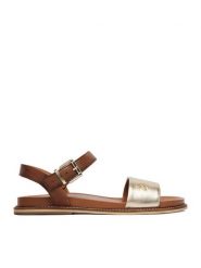 U.S. Polo Assn. Sandały EO-ADELI001W/6L1 Złoty. Żółte sandały damskie U.S. Polo Assn., bez wzorów, ze skóry, bez obcasa, na płaskiej podeszwie, bez zapięcia. Za 299.99 zł.