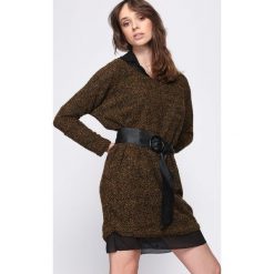 Żółto-Czarna Sukienka Blame It On You. Czarne sukienki damskie Born2be, uniwersalny, bez wzorów, z dzianiny, bez kołnierzyka, bez ramiączek, mini. Za 29.99 zł.