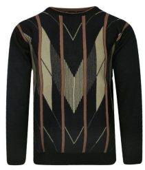 Sweter Czarny, Wzór Geometryczny, Okrągły Dekolt (U-neck), Męski - MAX SHELDON. Czarne swetry męskie Max Sheldon, l, bez wzorów, z bawełny, klasyczne, bez kołnierzyka, bez ramiączek. Za 169.00 zł.