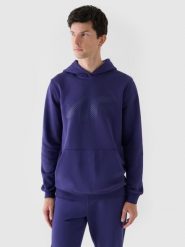 4F Bluza dresowa nierozpinana z kapturem męska - granatowa L. Niebieskie bluzy sportowe męskie 4F, l, bez wzorów, z bawełny, z kapturem. W wyprzedaży za 119.99 zł.