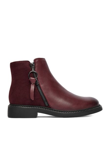 Lasocki Botki CEO-RST-56007-13 Bordowy. Czerwone botki damskie Lasocki, bez wzorów, ze skóry, bez obcasa, na płaskiej podeszwie, bez zapięcia. Za 259.99 zł.