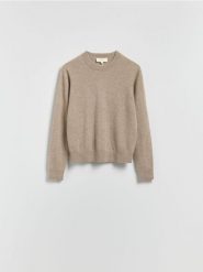 Sweter z kaszmiru - beżowy. Brązowe swetry nierozpinane damskie Reserved, l, bez wzorów, z kaszmiru, bez kołnierzyka, bez ramiączek. Za 499.99 zł.
