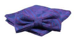 Mucha Męska z Poszetką, Chabrowo-Czerwona, Wzór Orientalny - Alties. Czerwone krawaty i muchy Alties, bez wzorów, eleganckie. Za 54.00 zł.