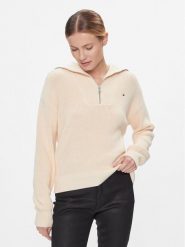 Tommy Hilfiger Sweter Co Cardi Stitch 1/2 Zip Swt WW0WW42420 Żółty Regular Fit. Żółte swetry nierozpinane damskie Tommy Hilfiger, xxl, bez wzorów, z bawełny, bez kołnierzyka, bez ramiączek. Za 459.99 zł.