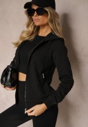 Czarna Bluza z Bawełną i Kapturem na Suwak Arsetia. Czarne bluzy damskie Renee, m, bez wzorów, z bawełny, sportowe, bez ramiączek, z kapturem. Za 89.99 zł.