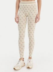 Guess Spodnie materiałowe 179838 Beżowy Slim Fit. Brązowe spodnie materiałowe damskie Guess, z aplikacjami, z materiału. Za 159.00 zł.