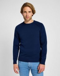 MESKI SWETER LEE CLEAN RAGLAN SWEATER TRUE NAVY 112355671. Niebieskie swetry męskie Lee, m, bez wzorów, bez kołnierzyka, bez ramiączek. Za 169.99 zł.