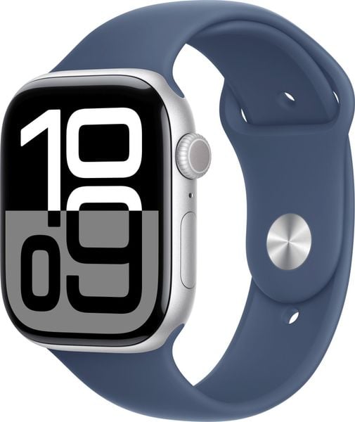 Smartwatch Apple Watch 10 GPS 46mm Silver Alu M/L Niebieski (MWWM3QI/A). Niebieskie zegarki smartwatch Apple, bez wzorów. Za 1,798.00 zł.