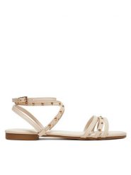 DeeZee Sandały 2024-97 Écru. Sandały damskie DeeZee, bez wzorów, ze skóry, bez obcasa, na płaskiej podeszwie, bez zapięcia. Za 99.99 zł.