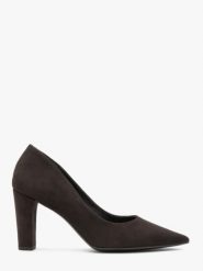 Ciemnobrązowe czółenka na obcasie. Brązowe czółenka damskie Ryłko, bez wzorów, z gumy, eleganckie, bez obcasa, na obcasie, bez zapięcia. Za 379.99 zł.
