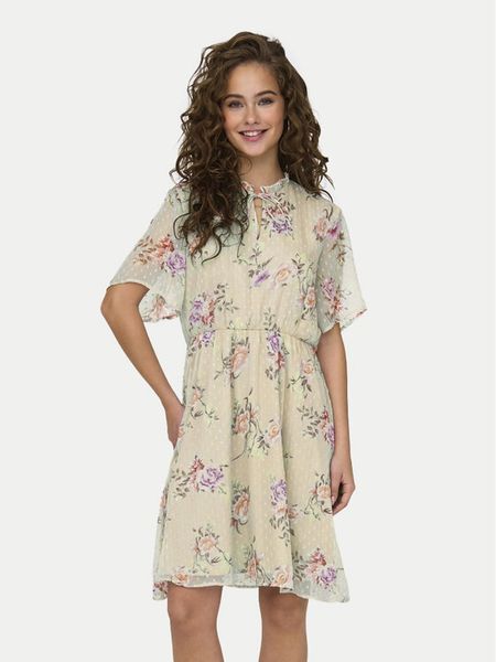 ONLY Sukienka codzienna Aida 15319705 Écru Regular Fit. Sukienki damskie ONLY, na co dzień, l, bez wzorów, z syntetyku, bez kołnierzyka, bez ramiączek, proste. Za 89.99 zł.