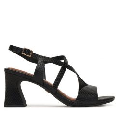 Sandały Tamaris. Czarne sandały damskie Tamaris, bez wzorów, bez obcasa, na słupku, bez zapięcia. Za 369.99 zł.