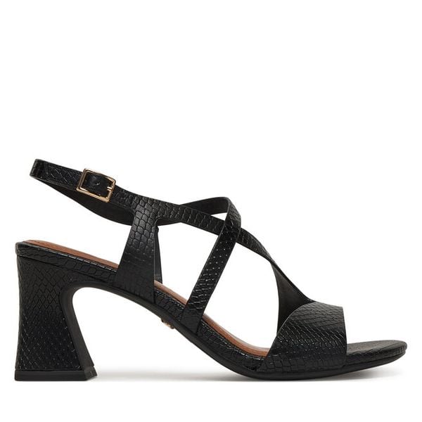 Sandały Tamaris. Czarne sandały damskie Tamaris, bez wzorów, bez obcasa, na słupku, bez zapięcia. Za 208.99 zł.