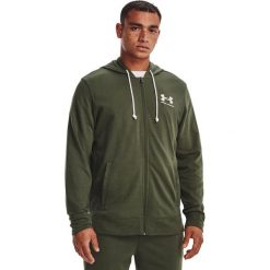 Bluza z kapturem Under Armour Rival Terry LC FZ, Mężczyźni. Zielone bluzy męskie Under Armour, m, bez wzorów, z bawełny, sportowe, bez ramiączek, z kapturem. Za 290.00 zł.