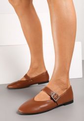 Brązowe Płaskie Balerinki w Stylu Mary Jane z Metalową Sprzączką Liatoma. Brązowe balerinki damskie Born2be, bez wzorów, z jeansu, eleganckie, bez obcasa, na obcasie, bez zapięcia. Za 59.99 zł.