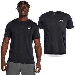 Koszulka fitness męska UNDER ARMOUR 1382582 z krótkim rękawem. Czarne koszulki sportowe męskie Under Armour, m, bez wzorów, bez ramiączek, na fitness i siłownię. Za 104.36 zł.