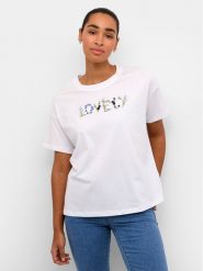 Kaffe T-Shirt Firia 10508406 Biały Regular Fit. Białe t-shirty damskie Kaffe, m, bez wzorów, z bawełny, bez kołnierzyka, bez ramiączek. Za 89.99 zł.