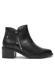 Pikolinos Botki W2D-8674 Czarny. Czarne botki damskie Pikolinos, bez wzorów, ze skóry, bez obcasa, na słupku, bez zapięcia. Za 659.99 zł.
