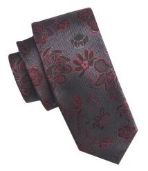 Elegancki i Modny Męski Krawat - Angelo di Monti - Grafitowy w Duże Kwiaty. Szare krawaty i muchy Angelo di Monti, bez wzorów, z tkaniny, eleganckie. Za 45.00 zł.