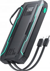 Powerbank Joyroom Powerbank Joyroom JR-L017 10000mAh 22.5W z wbudowanymi kablami USB-C, Lightning czarny. Czarne powerbanki Joyroom. Za 104.62 zł.