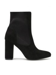 DeeZee Botki WYL2299-10 Czarny. Czarne botki damskie DeeZee, bez wzorów, z materiału, bez obcasa, na słupku, bez zapięcia. Za 179.99 zł.