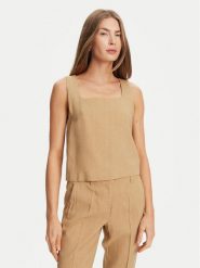 Marella Top Terni 2513161055 Beżowy Regular Fit. Brązowe topy damskie Marella, bez wzorów, z wiskozy, bez kołnierzyka, bez ramiączek. Za 369.99 zł.
