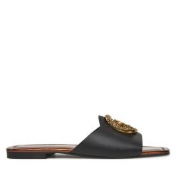 Klapki Just Cavalli. Czarne klapki damskie Just Cavalli, bez wzorów, bez obcasa, bez zapięcia. Za 559.99 zł.