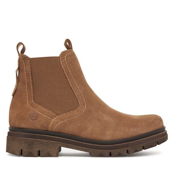 Sztyblety Tamaris. Brązowe botki damskie Tamaris, bez wzorów, bez obcasa, na płaskiej podeszwie, bez zapięcia. Za 489.99 zł.