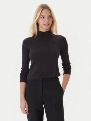 Tommy Hilfiger Sweter WW0WW47462 Czarny Regular Fit. Czarne swetry nierozpinane damskie Tommy Hilfiger, m, bez wzorów, z syntetyku, bez kołnierzyka, bez ramiączek. Za 349.99 zł.