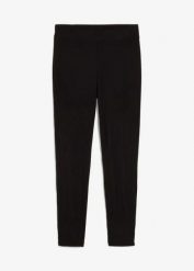 Legginsy ocieplane, z prążkowanej tkaniny termicznej. Czarne legginsy damskie bonprix, bez wzorów, prążkowane. Za 64.99 zł.