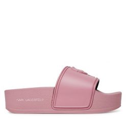 Klapki KARL LAGERFELD. Czerwone klapki damskie KARL LAGERFELD, bez wzorów, bez obcasa, bez zapięcia. Za 279.99 zł.
