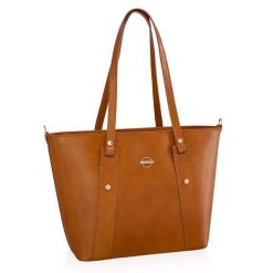 Shopperka skórzana VICTORIA Camelowa BVP-127. Brązowe shopperki damskie Betlewski, bez wzorów, ze skóry, bez dodatków. Za 429.99 zł.
