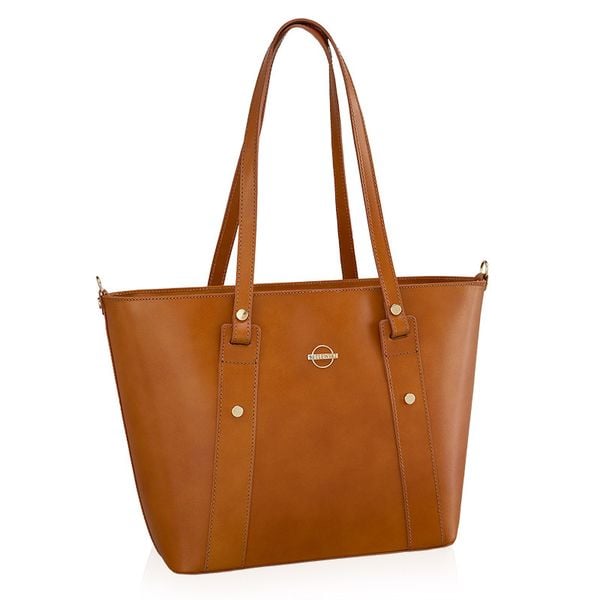 Shopperka skórzana VICTORIA Camelowa BVP-127. Brązowe shopperki damskie Betlewski, bez wzorów, ze skóry, bez dodatków. Za 429.99 zł.