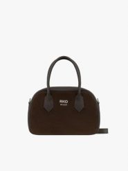 Brązowa mała torebka bowling bag ze skóry welurowej. Brązowe torebki wizytowe damskie Brawo sp. z o.o., bez wzorów, ze skóry, przez ramię, małe, bez dodatków. Za 399.99 zł.