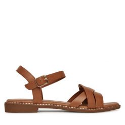 Sandały Lasocki. Brązowe sandały damskie Lasocki, bez wzorów, bez obcasa, na płaskiej podeszwie, bez zapięcia. Za 149.99 zł.