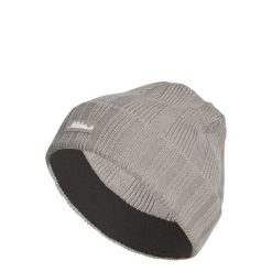 Czapka typu beanie z prążkowanej dzianiny. Brązowe czapki damskie Adidas, na zimę, bez wzorów, z dzianiny, sportowe. Za 129.00 zł.