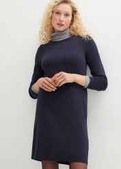 Sukienka z dżerseju (2 szt.), z bawełny ze stretchem. Niebieskie sukienki damskie bonprix, bez wzorów, z bawełny, bez kołnierzyka, bez ramiączek. Za 87.99 zł.