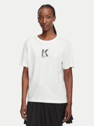 Karl Lagerfeld Jeans T-Shirt B3W17018 Biały Regular Fit. Białe t-shirty damskie Karl Lagerfeld Jeans, m, bez wzorów, z bawełny, bez kołnierzyka, bez ramiączek. Za 219.99 zł.