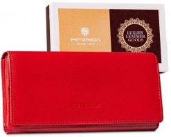 Peterson portfel skórzany PTN RD-32-GCL RED czerwony. Czerwone portfele damskie Peterson. Za 81.99 zł.