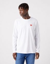 WRANGLER LS SIGN OFF TEE MĘSKA KOSZULKA Z DŁUGIM RĘKAWEM LOGO WHITE W70KD3989 112320268. Białe t-shirty męskie Wrangler, m, bez wzorów, bez kołnierzyka, bez ramiączek. Za 99.99 zł.