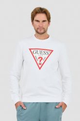 GUESS Biała męska bluza Audley Cn Fleece, Rozmiar L. Białe bluzy męskie Guess, l, z aplikacjami, bez ramiączek, bez kaptura. W wyprzedaży za 179.99 zł.